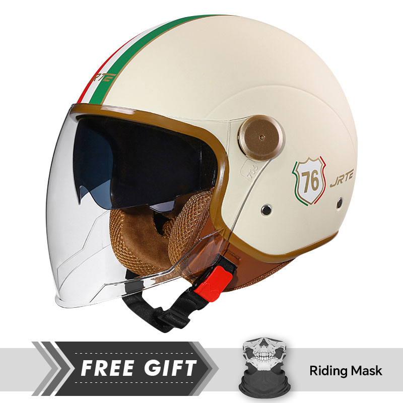 Motorcycle Gear In Store - DOT ECE ได้รับการอนุมัติ Retro 3/4 เปิดหมวกกันน็อครถจักรยานยนต์น้ําหนักเบาผู้ใหญ่ผู้ชายผู้หญิง