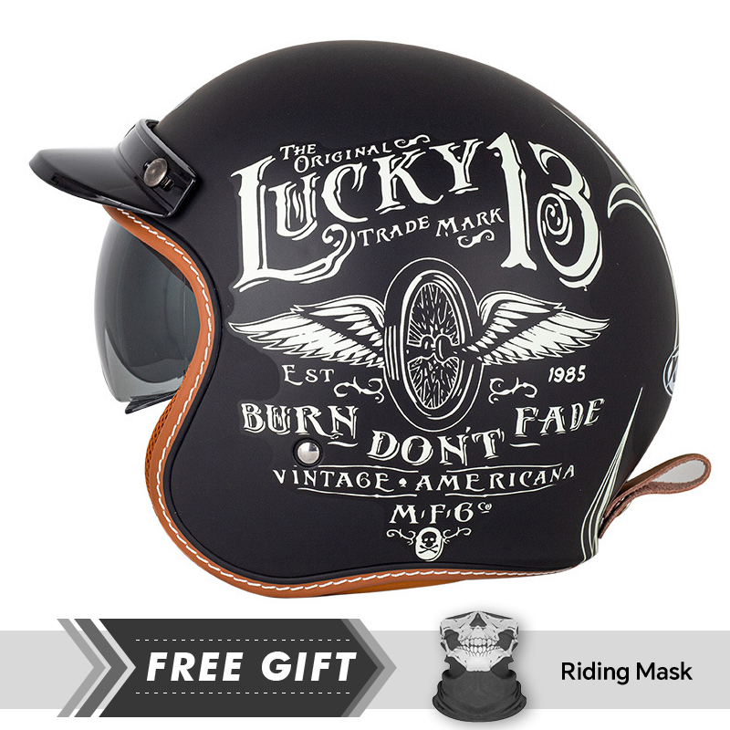 Motorcycle Gear In Store - หมวกนิรภัยสำหรับผู้ใหญ่หมวกกันน็อคแบบเปิดหน้าสำหรับผู้ใหญ่หมวกกันน็อคแฟชั่นวินเทจใช้ได้ทั้งสี่ฤดู