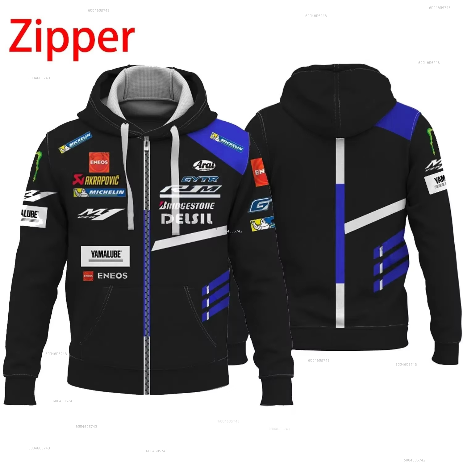 Motorcycle Gear Full Suit - ชุดแข่ง Yamaha M1 สำหรับผู้ชาย เสื้อฮู้ดดี้มอเตอร์ไซค์พิมพ์ลาย 3