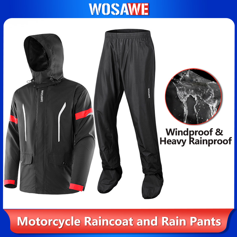 Motorcycle Gear Full Suit - ชุดกันฝนสำหรับผู้ชาย WOSAWE ชุดกันฝนสำหรับขี่มอเตอร์ไซค์ กันน้ำ หนาเป็นพิเศษ ไซส์ใหญ่