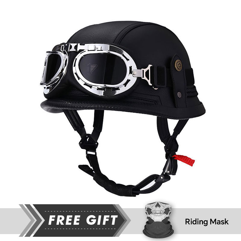 Motorcycle Gear In Store - หมวกกันน็อคมอเตอร์ไซด์สำหรับทุกเพศ, แว่นตาระบายอากาศป้องกัน Helm Half Face แบบคลาสสิกใช้ได้ทั้งสี่ฤดู