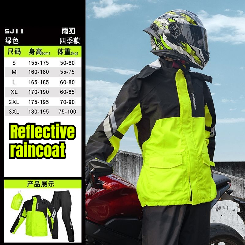 Motorcycle Gear Full Suit - ชุดกันฝนสำหรับขี่มอเตอร์ไซค์แบบแยกชิ้น กันน้ำ ชุดป้องกันฝนแบบเต็มตัวสำหรับผู้ชาย ช่างส่งของ นักขี่มอเตอร์ไซค์ อุปกรณ์เสริม