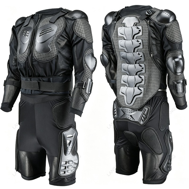Motorcycle Gear Full Suit - ชุดเสื้อแจ็คเก็ตและกางเกงป้องกันการกระแทกสำหรับขี่มอเตอร์ไซค์ อุปกรณ์ป้องกันสำหรับนักขี่แบบออฟโรด ชุดเกราะป้องกันทั้งตัวสำหรับการแข่งขัน