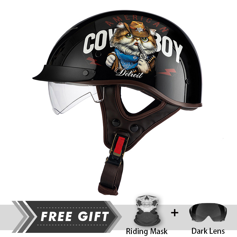 Motorcycle Gear In Store - หมวกกันน็อครถมอเตอร์ไซค์ใช้ได้ทั้งผู้ชายและผู้หญิง Helm Half Face Helm Half