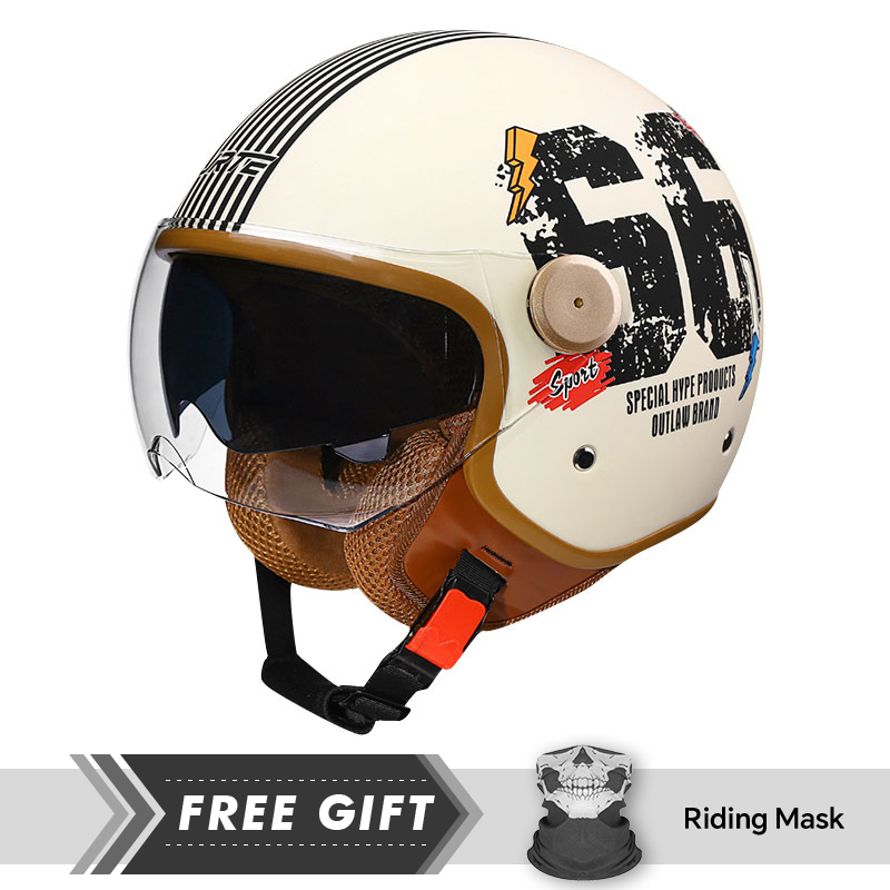 Motorcycle Gear In Store - DOT 3/4 เปิดหมวกกันน็อครถจักรยานยนต์ Retro มอเตอร์ไซด์ Jet