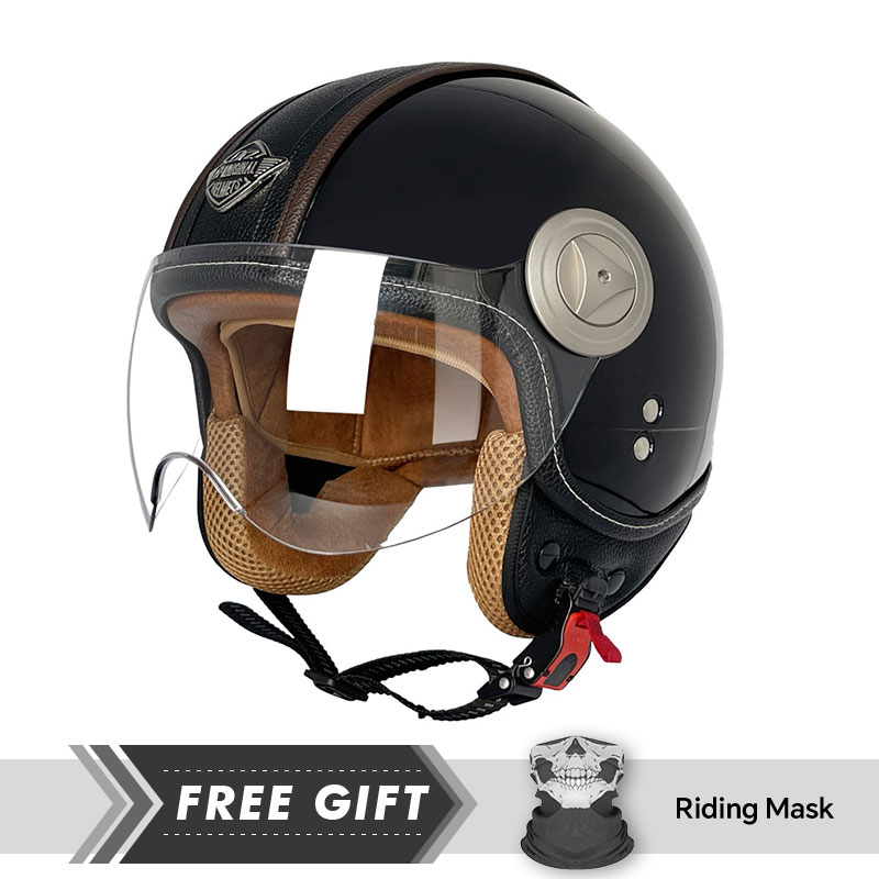 Motorcycle Gear In Store - 3/4 เปิดหมวกกันน็อค Vintage เปิดหมวกกันน็อคเปิดหน้าหมวกกันน็อครถจักรยานยนต์สบายความปลอดภัยหมวก Casco Para