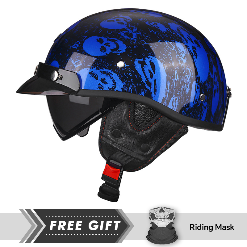 Motorcycle Gear In Store - หมวกกันน็อคครึ่งรถจักรยานยนต์ DOT ECE 1/2 เปิดครึ่งหมวกกันน็อครถมอเตอร์ไซด์เยอรมัน Retro