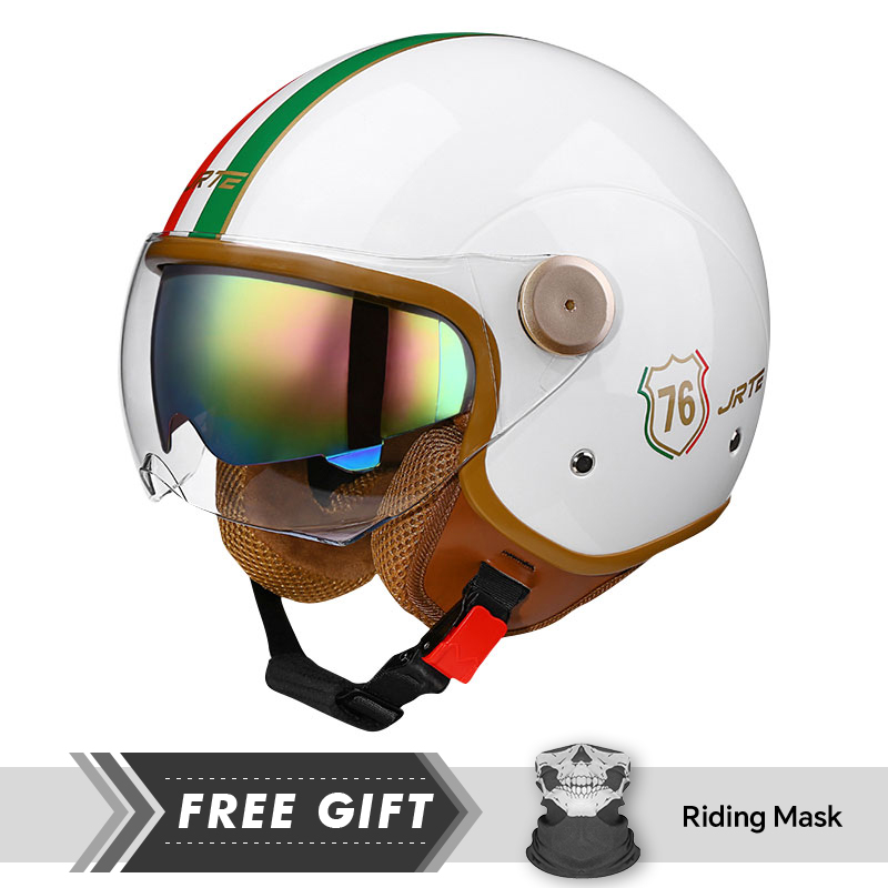 Motorcycle Gear In Store - DOT ได้รับการอนุมัติหมวกกันน็อคเปิด Retro 3/4 หมวกกันน็อครถจักรยานยนต์ผู้ชายผู้หญิง ABS