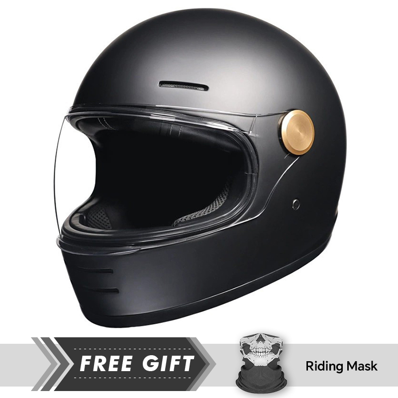 Motorcycle Gear In Store - หมวกกันน็อคมอเตอร์ไซค์แบบเต็มหน้าวินเทจหนังหมวกกันน็อคเต็ม Moto พร้อมเลนส์ใสความสามารถในการปิดถนนวัสดุ ABS ความปลอดภัยที่เพิ่มขึ้น