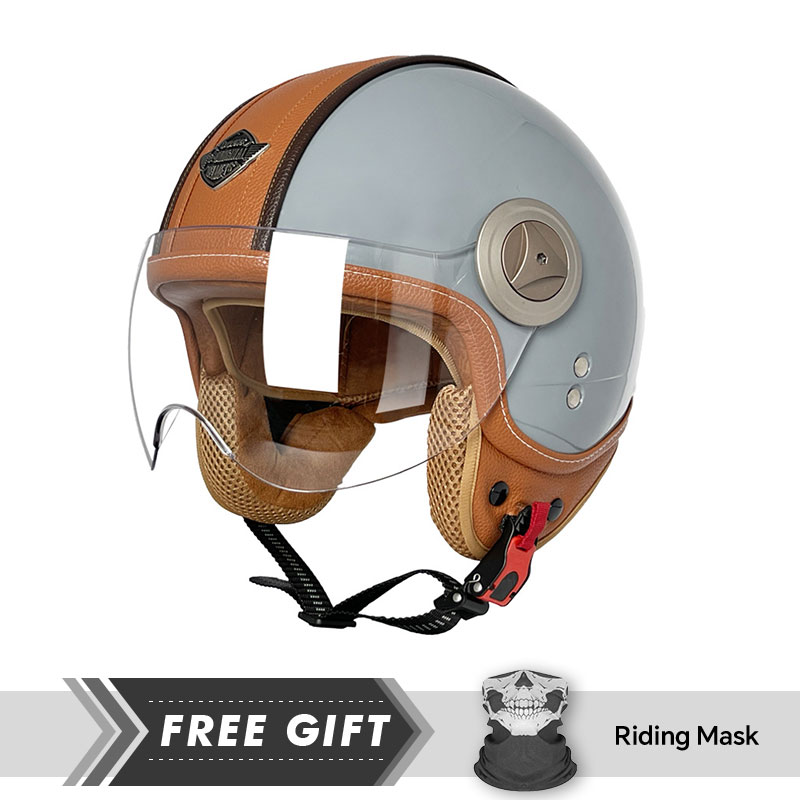 3/4 เปิดหมวกกันน็อค Vintage เป - Motorcycle Gear In Store บทวิจารณ์และราคา