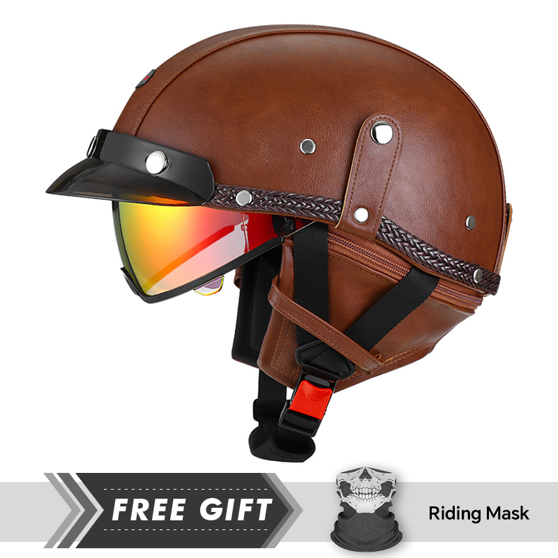 ผู้ใหญ่ Retro หมวกกันน็อคครึ่ง - Motorcycle Gear In Store บทวิจารณ์และราคา